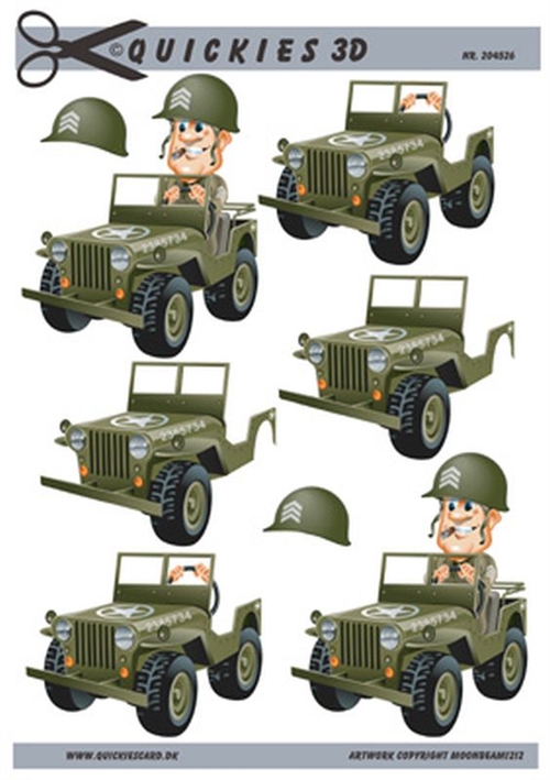  3D Militærmand i jeep